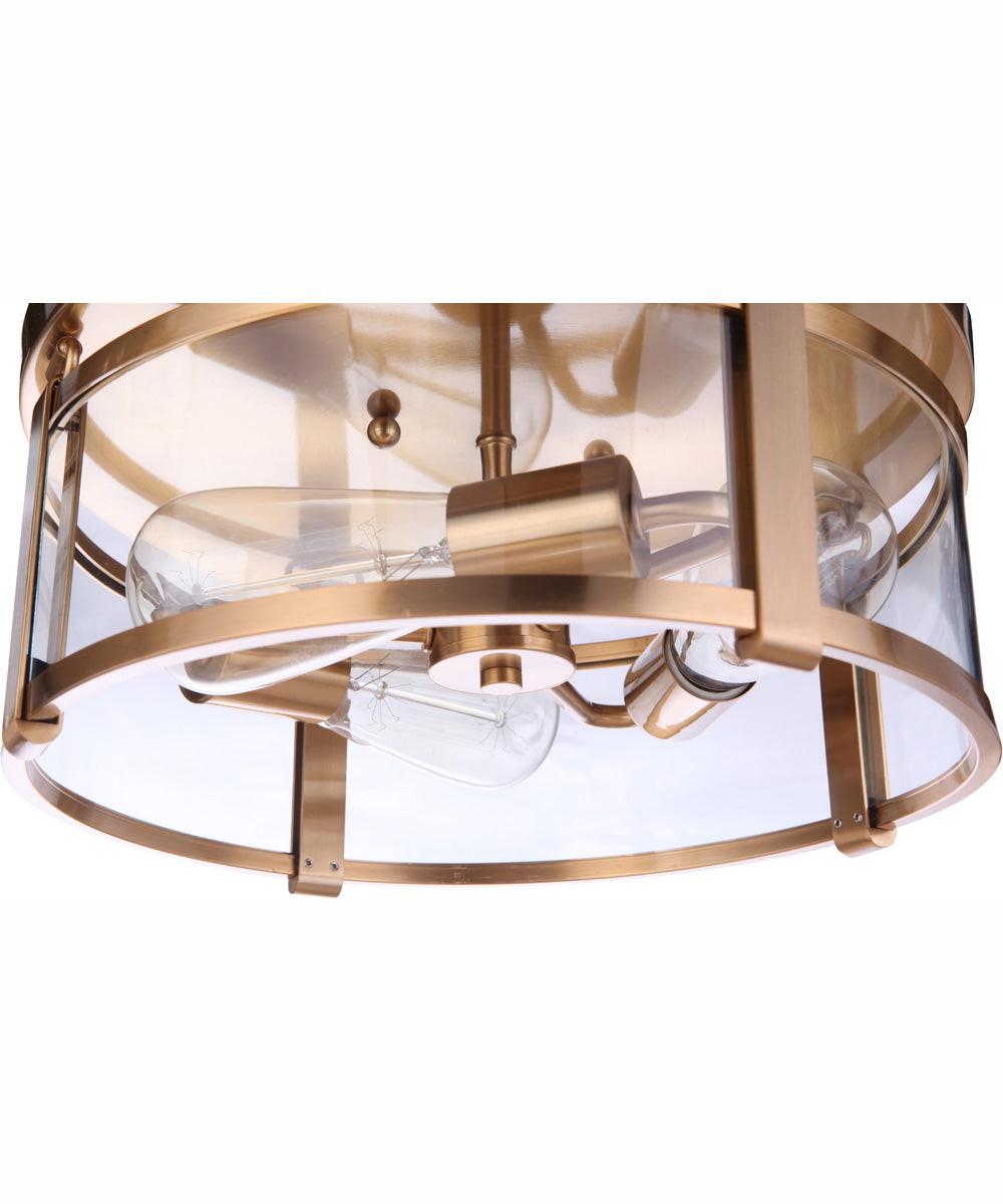 Elliot 3-Light Flush Mount Satin Brass