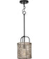 Lavelle 1-Light Mocha finish Rattan Hanging Mini-Pendant Light Matte Black