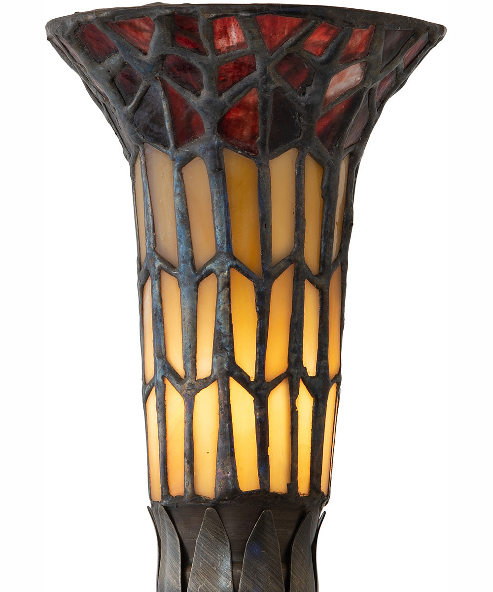 15" High Stained Glass Pond Lily Nouveau Lady Accent Lamp