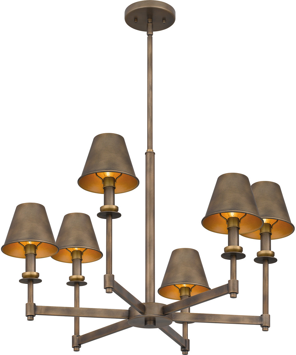 Cross 6-light Chandelier Statuary Bronze