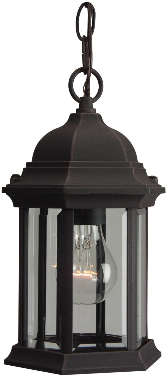 7"W Hex Style 1-Light Outdoor Pendant Rust