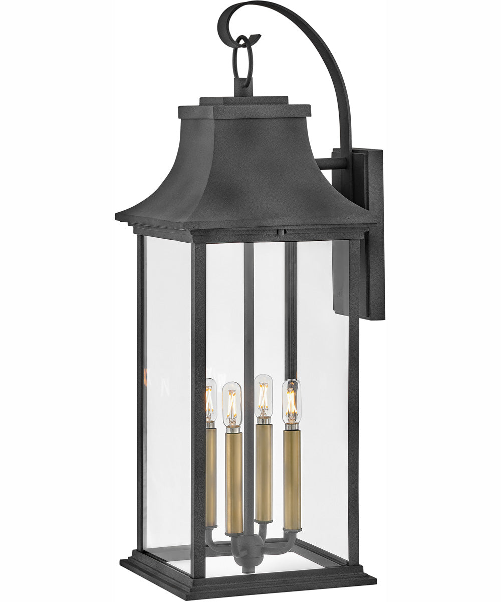 Adair 4-Light Extra Large Wall Mount Lantern in Aged Zinc