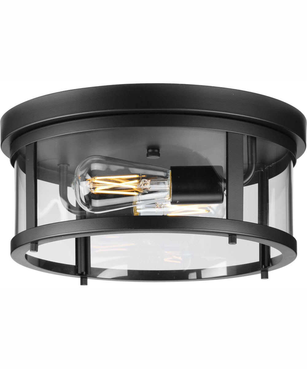 Gunther 2-Light Modern Farmhouse Flush Mount Light Matte Black