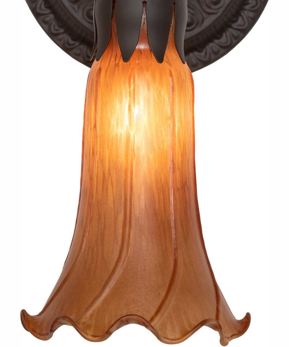 5.5" Wide Amber Tiffany Pond Lily Wall Sconce