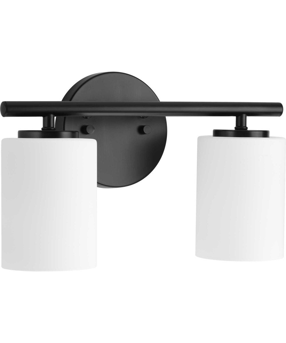 Replay 2-Light Etched Glass Modern Bath Vanity Light Textured Black