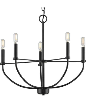 Leyden 5-Light Farmhouse Style Chandelier Matte Black