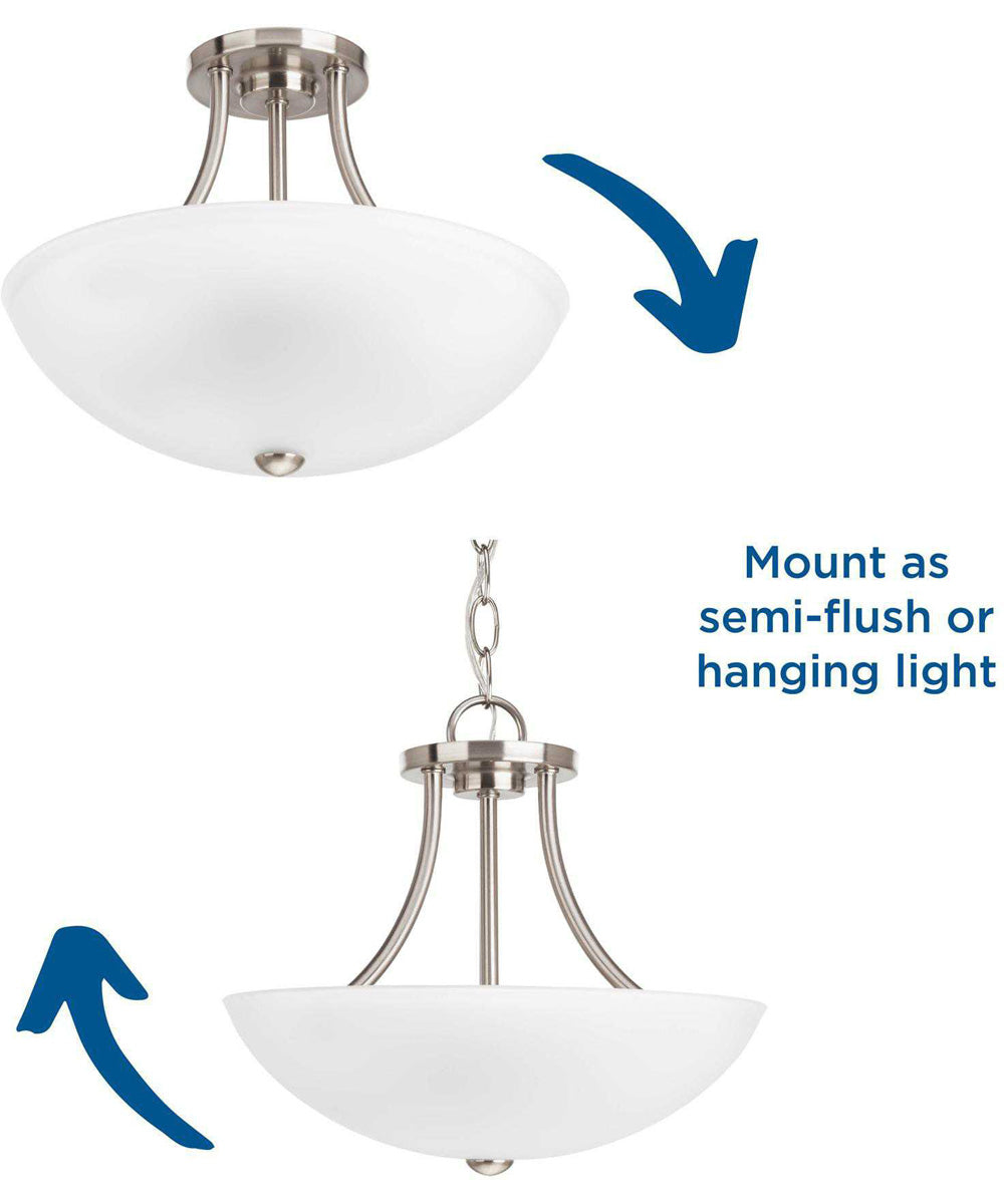 Gather 2-Light 12-7/8" Semi-Flush Convertible Brushed Nickel