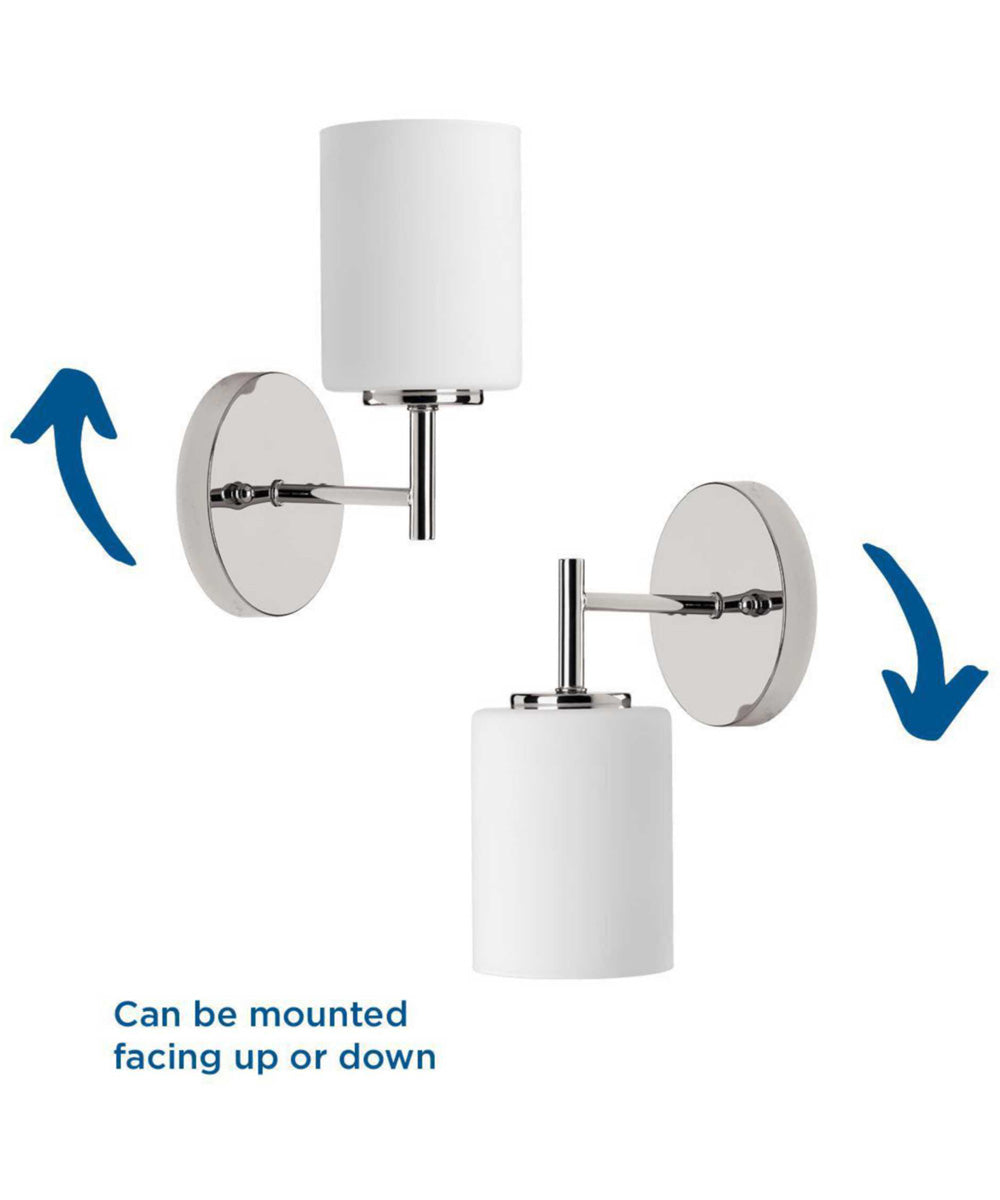 Replay 1-Light Etched White Glass Glass Modern Bath Vanity Light Polished Nickel