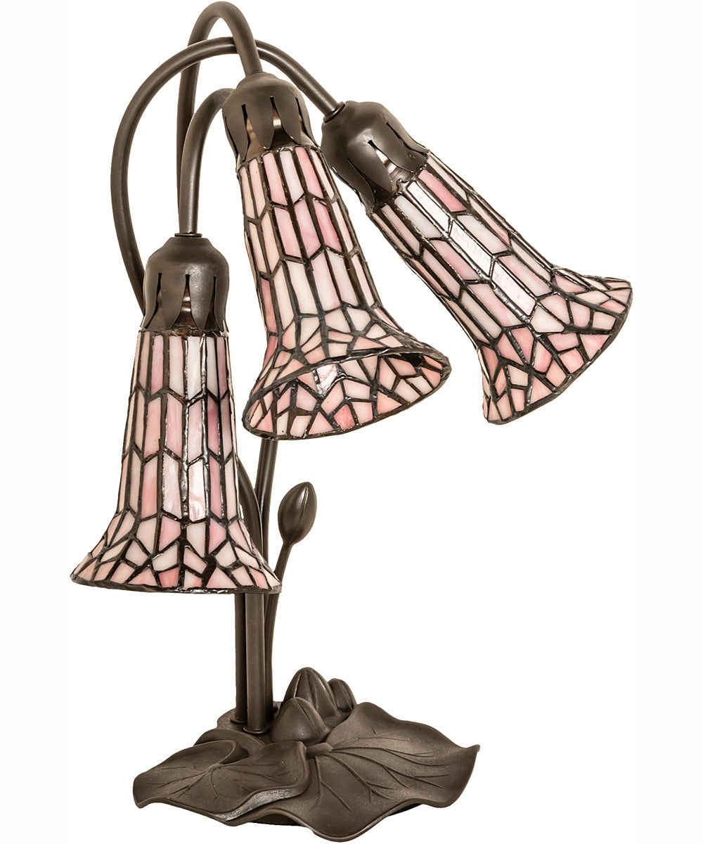 16" High Stained Glass Pond Lily 3 Light Accent Lamp
