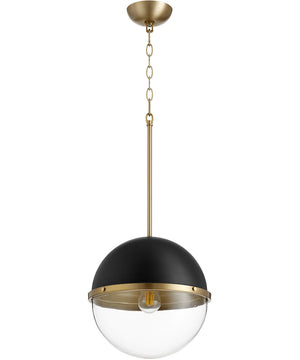 1-light Pendant Noir w/ Aged Brass