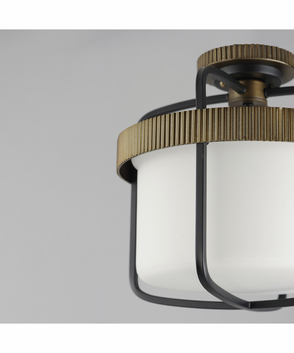 Ruffles 3-Light Semi Flush Mount Black / Antique Brass