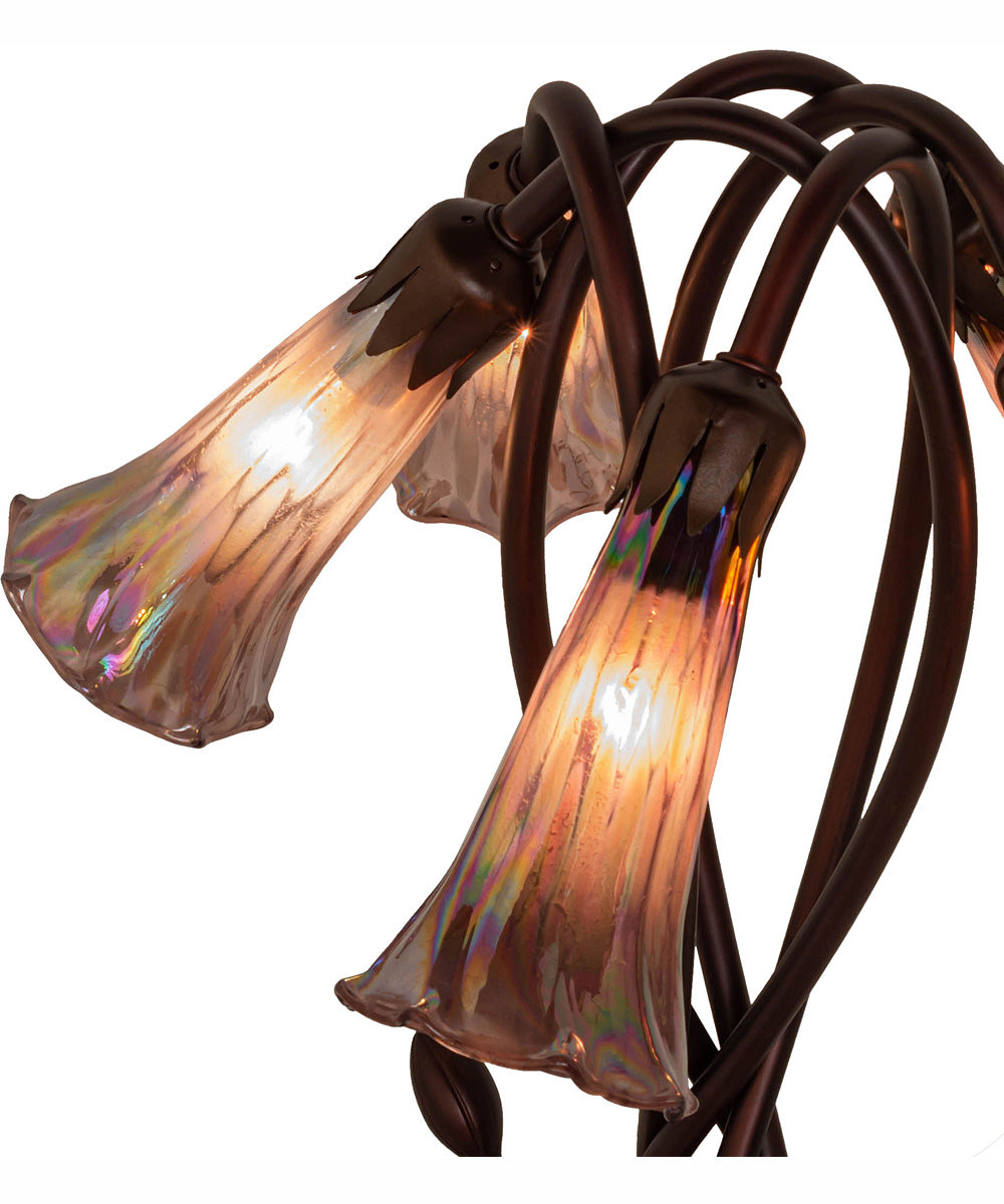 17" High Purple Iridescent Tiffany Pond Lily 5 Light Accent Lamp