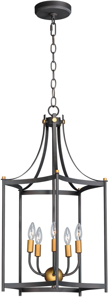 18"W Wellington 5-Light Pendant Oil Rubbed Bronze / Antique Brass