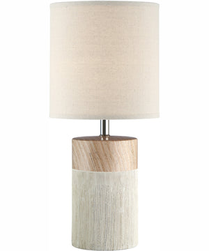Helena 1-Light Table Lamp Light Brown Ceramichrome/ White Linen Shade