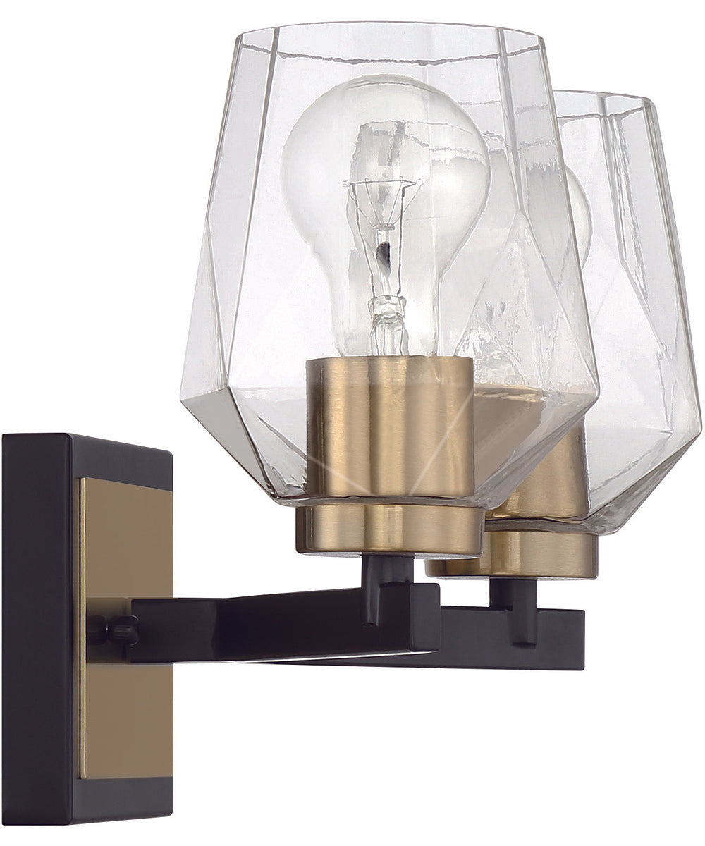 Avante Grand 2-Light Vanity Flat Black/Satin Brass