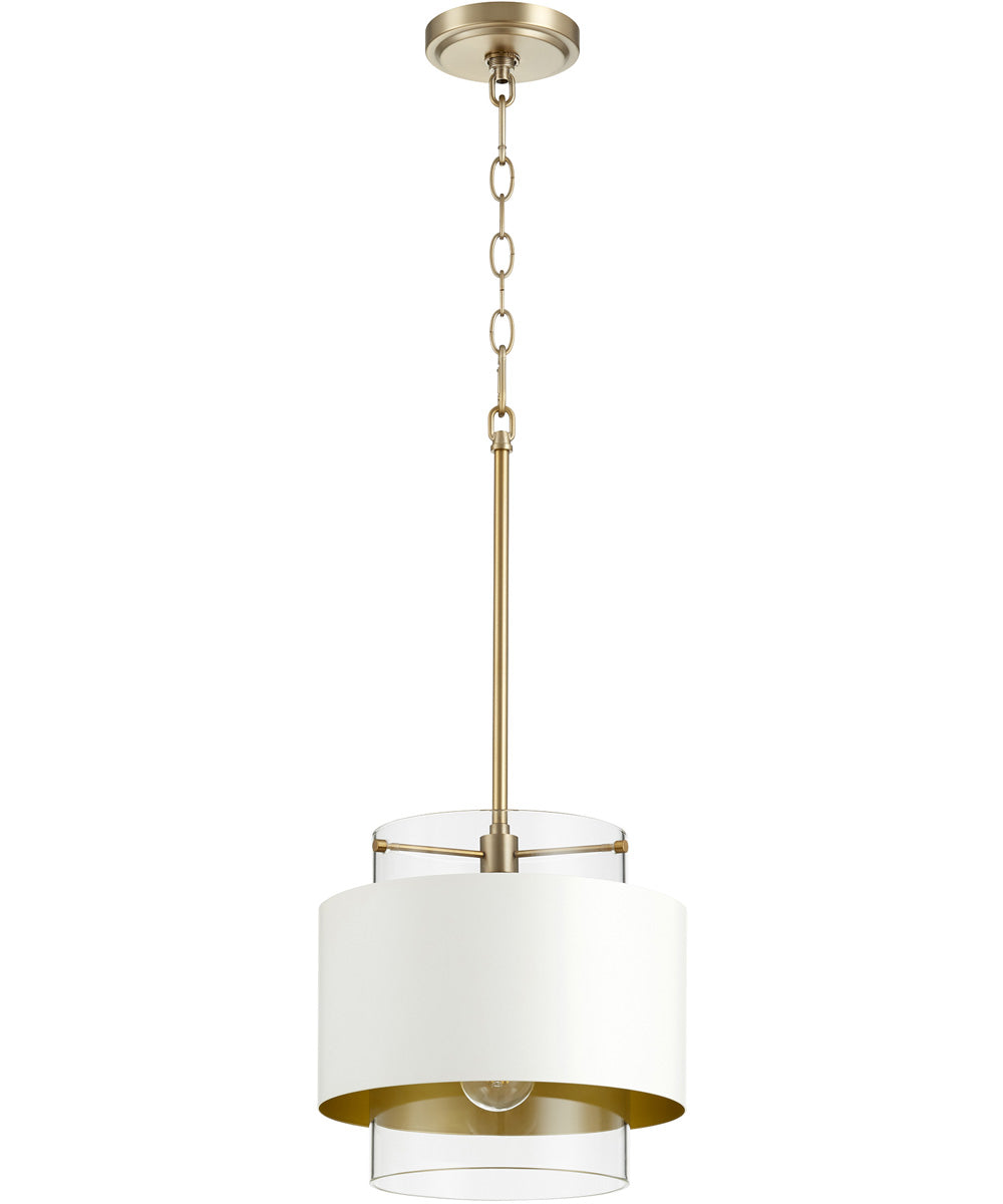 11"W 1-light Pendant Aged Brass w/ Studio White