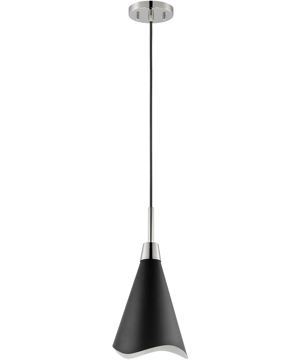 Tango 1-Light Pendant Matte Black / Polished Nickel