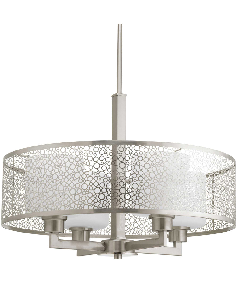 Mingle 4-Light Etched Parchment Glass Global Pendant Light Brushed Nickel