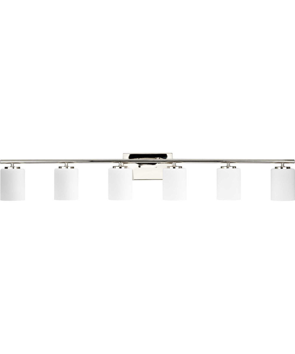 Replay 6-Light Traditional Etched White Glass Bath Vanity Light Polished Nickel