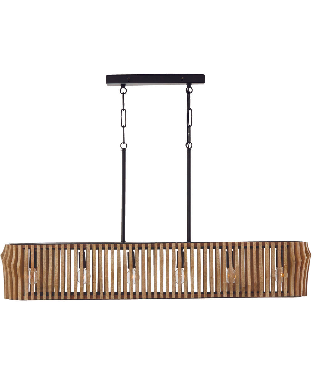 Archer 6-Light Island Light Wood and Matte Black