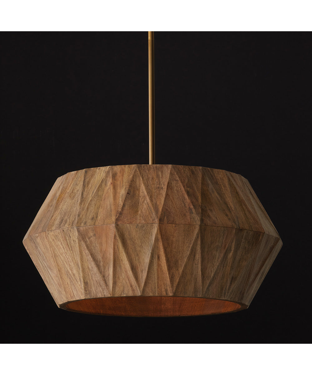 Nadeau 4-Light Pendant Light Wood and Patinaed Brass