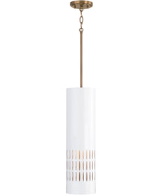 Dash 1-Light Pendant Aged Brass and White