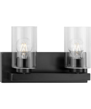 Goodwin 2-Light Modern Vanity Light with Clear Glass Matte Black