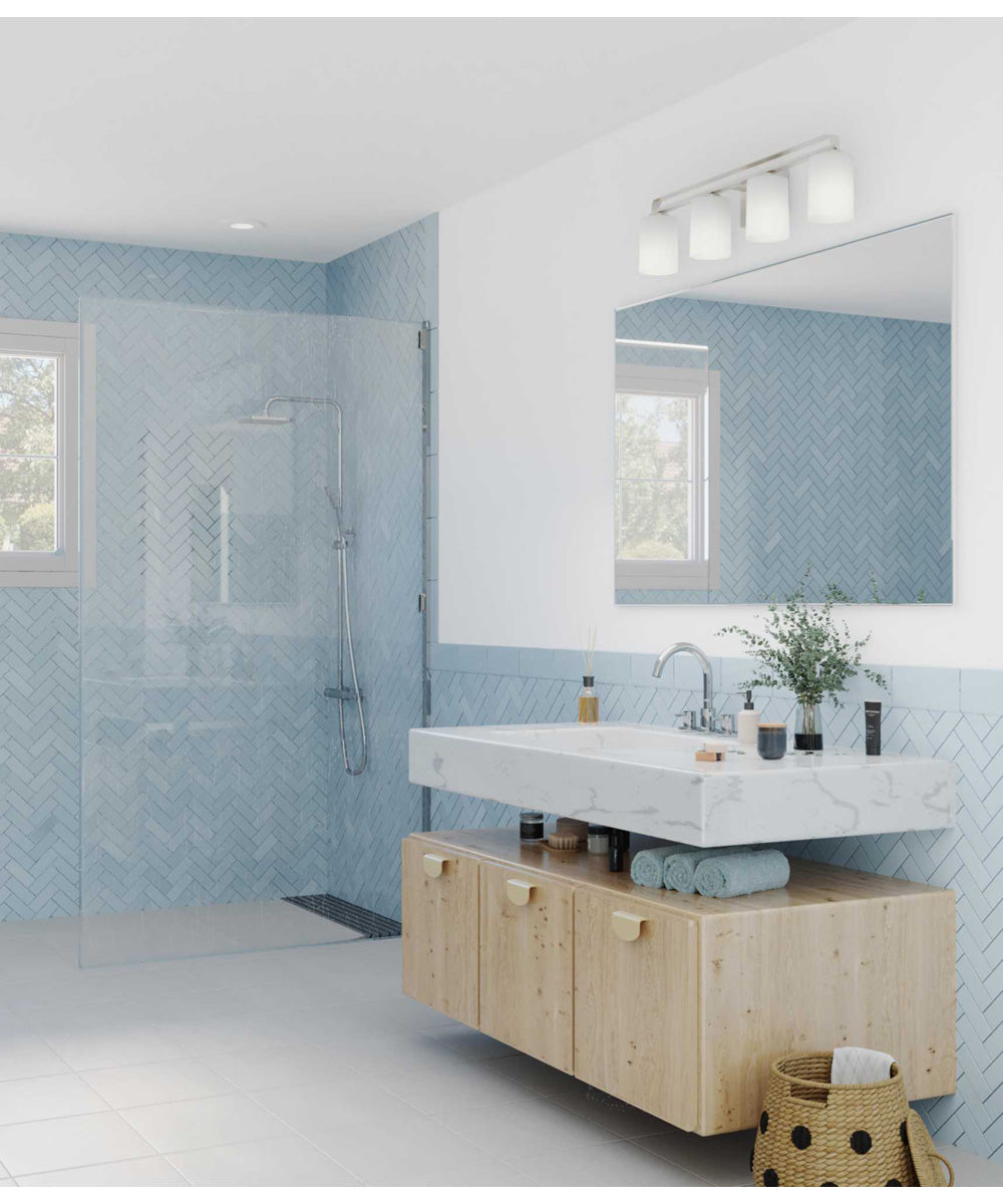 League 4-Light Etched Glass Modern Farmhouse Bath Vanity Light Brushed Nickel