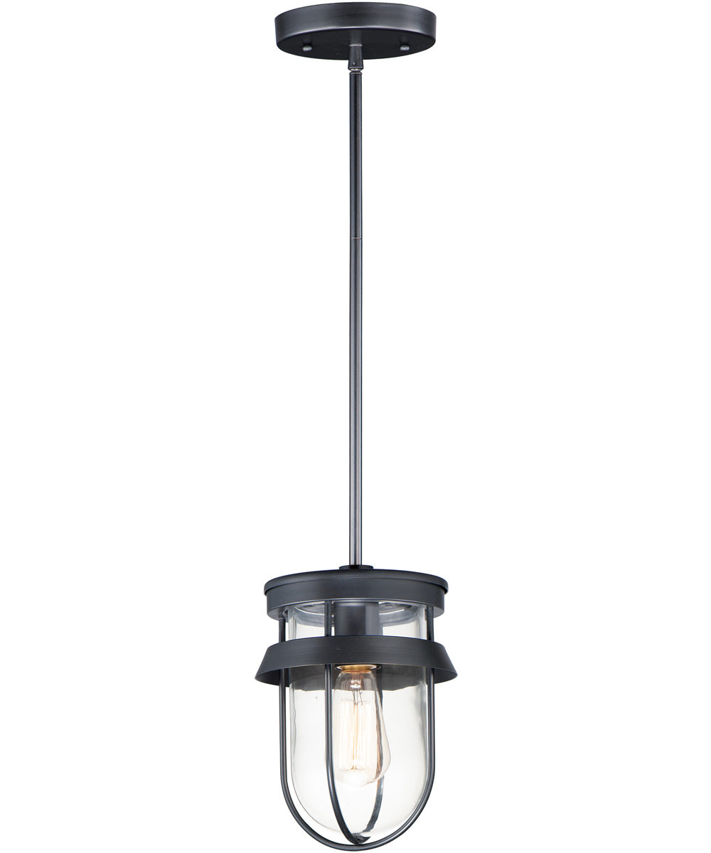 7"W Breakwater 1-Light Outdoor Pendant / Semi-Flush Black