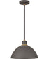 Foundry Dome 1-Light Outdoor Pendant Barn Light in Museum Bronze