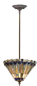 12"W Tiffany Jeweled Peacock Semi-Flushmount