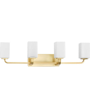 Cowan 4-Light Modern Etched Opal Glass Bath Vanity Light Satin Brass