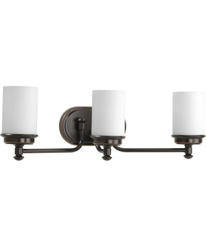 Glide 3-Light Etched Opal Glass Coastal Bath Vanity Light Rubbed Bronze