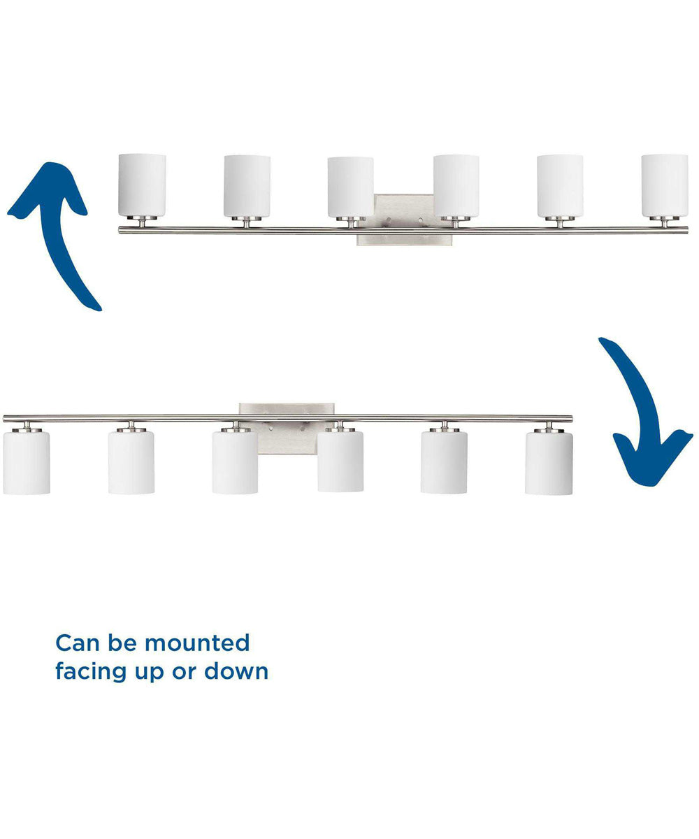 Replay 6-Light Traditional Etched White Glass Bath Vanity Light Brushed Nickel