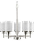 Alexa 5-Light Etched Linen With Clear Edge Glass Modern Chandelier Light Brushed Nickel