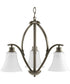 Joy 3-Light Etched White Glass Traditional Chandelier Light Antique Bronze