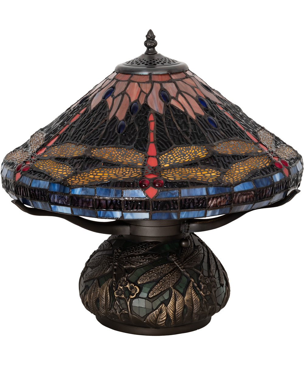 16"H Tiffany Hanginghead Dragonfly Cone Table Lamp