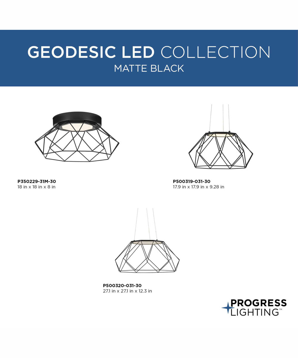 Geodesic LED Modern Flush Mount Light Matte Black