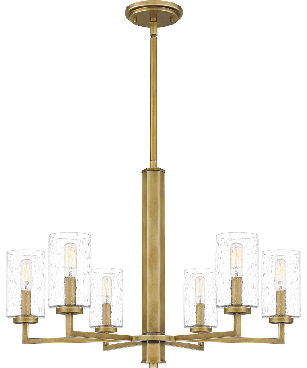 Sunburst 6-light Chandelier Weathered Brass