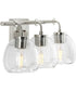 Caisson 3-Light Clear Glass Urban Industrial Bath Vanity Light Brushed Nickel