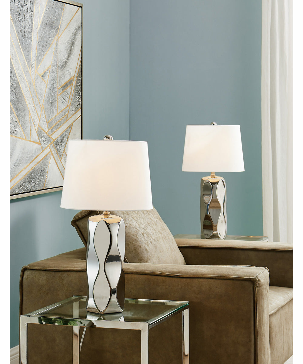 Odelia 2-Light 2 Pack-Table Lamp Chrome Ceramichrome/ White Linen