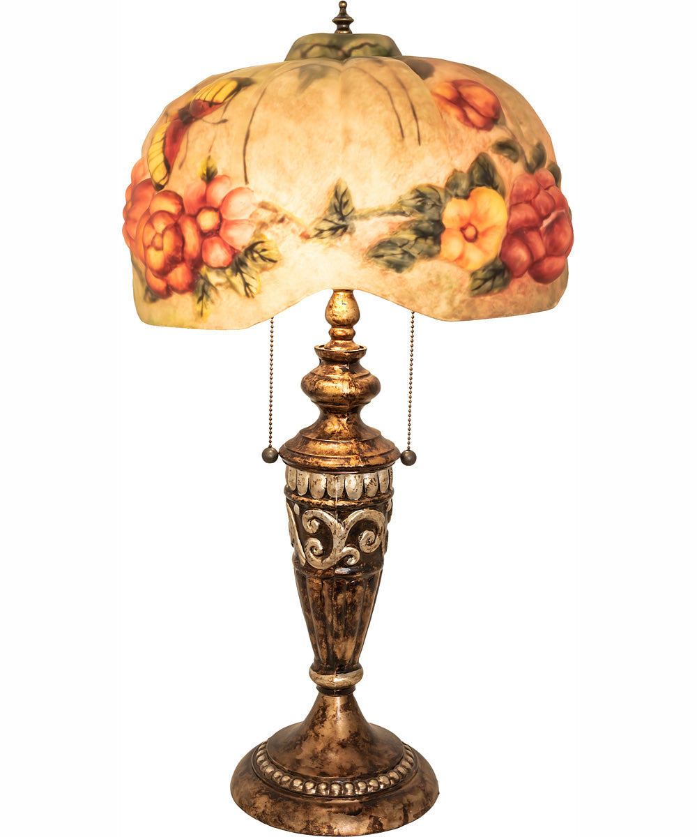 27" High Puffy Butterfly & Flowers Table Lamp