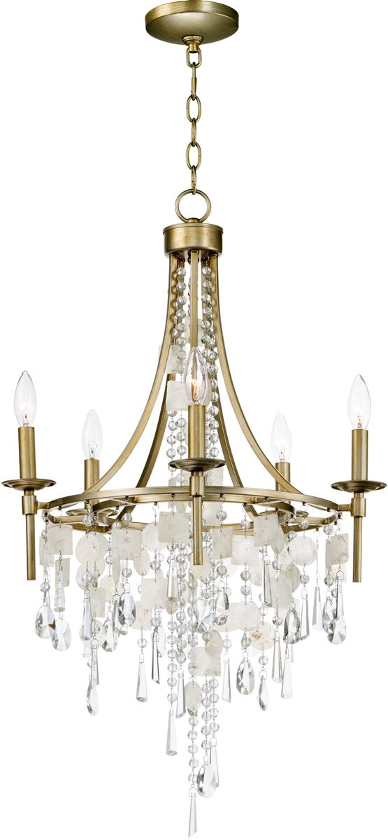 21"W Cebu 5-Light Chandelier Capiz / Gold Silver