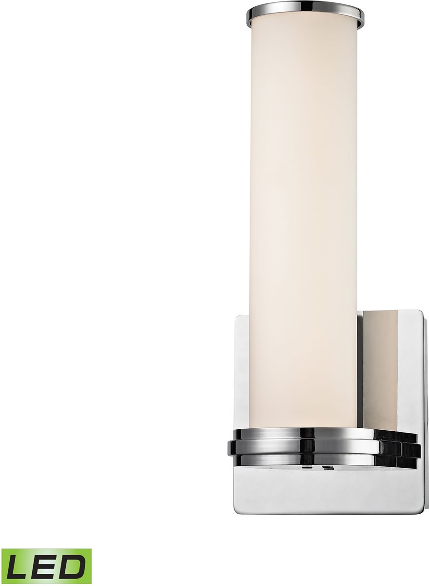 5"W Baton 1-Light LED Wall Sconce Chrome/White Opal Glass