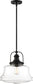 14"W Basel 1-Light Pendant Matte Black / Clear