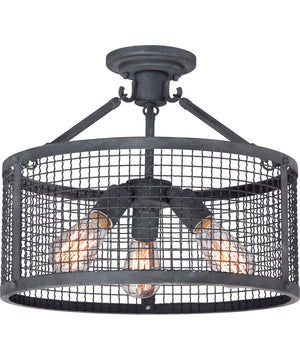 Wilder Large 3-light Semi Flush Mount Mottled Black