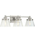 Hinton 3-Light Clear Seeded Glass Farmhouse Bath Vanity Light Brushed Nickel