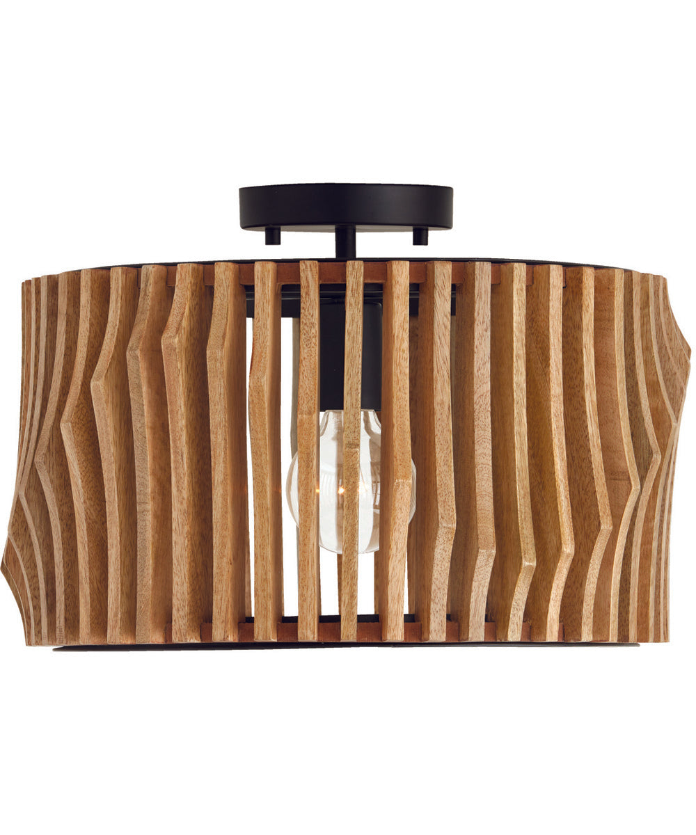 Archer 1-Light Semi-Flush Light Wood and Matte Black