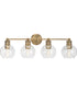 Hansford 4-Light Clear Glass Farmhouse Bath Vanity Light Vintage Brass