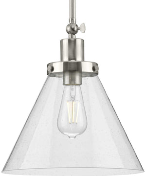 Hinton 1-Light Seeded Glass Vintage Style Hanging Pendant Light Brushed Nickel